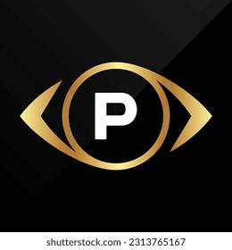 P Letra oro de lujo inicial Tipo de letra Símbolo de logotipo Icono Elegancia simple