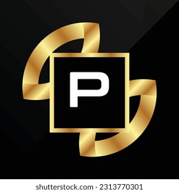 P Initial luxury gold Letter Type Logo Sign Symbol Icon Simple Elegance