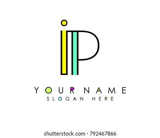 I & P initial minimalist logo template vector