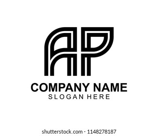 A P Initial outline logo template vector