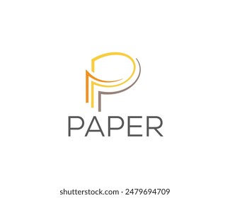 P initial paper line art logo icon symbol design template illustration inspiration