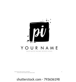 P I initial square logo template vector