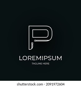 P initial Tech logo vector 