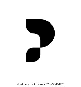 p initial technology logo design vector template