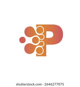 P initials dot technology connection vector logo design