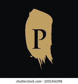P initials gold grunge vector