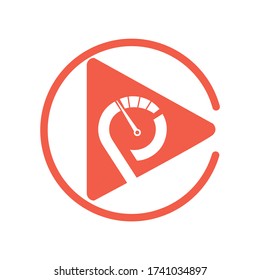 P initials media playlist logo and vector icon