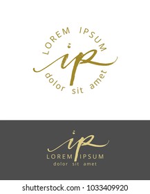 I P. Initials Monogram Logo Design. Dry Brush Calligraphy Artwork