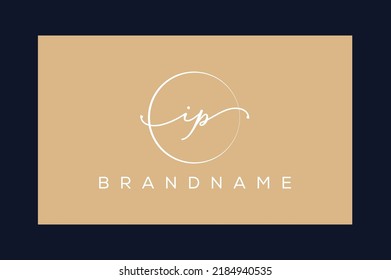 I P  IP hand drawn logo of initial signature, fashion, jewelry, photography, boutique, script, wedding, floral and botanical creative vector logo template for any company or business.