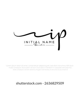 i p ip initial letter handwriting and signature logo
