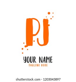 P J Handwritten logo template