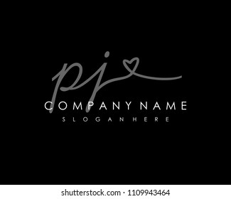 P J Initial handwriting logo vector