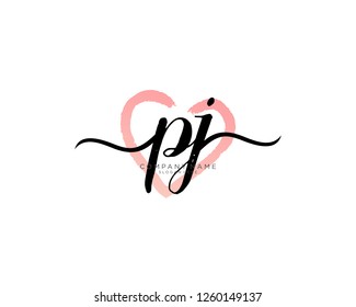P J Initial handwriting logo vector - Vector 
