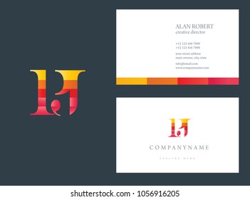 P & J joint logo multi color design vector with business card template