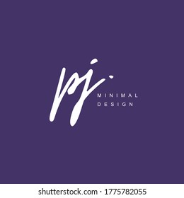 P J PJ Initial handwriting or handwritten logo for identity. Logo with hand drawn style.