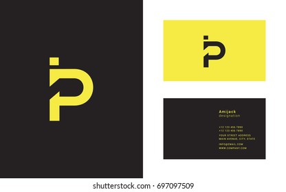 I P joint logo letter design with business card template