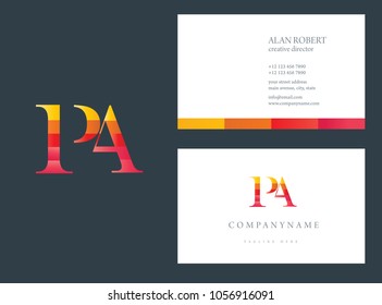 P & A joint logo multi color design vector with business card template