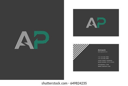 A P joint logo vector with business card template