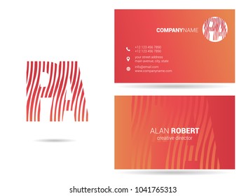 P & A joint logo waves letter design with business card template