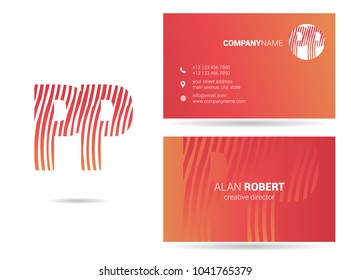 P & P joint logo waves letter design with business card template