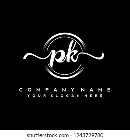 P K Initial handwriting logo vector