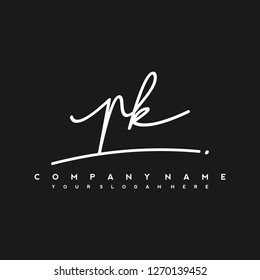 P K Initial handwriting logo vector