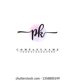 P K Initial handwriting logo vector