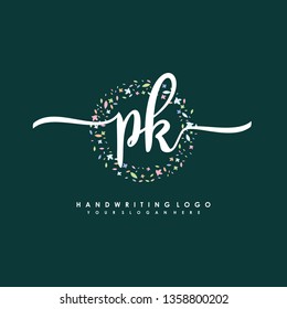 P K Initial handwriting logo vector