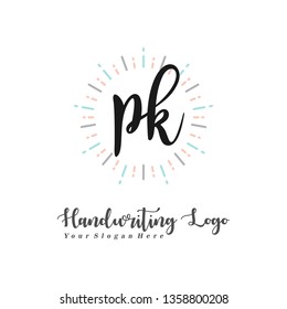 P K Initial handwriting logo vector