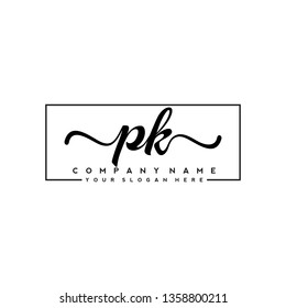 P K Initial handwriting logo vector