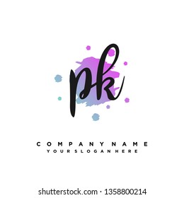 P K Initial handwriting logo vector