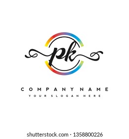 P K Initial handwriting logo vector