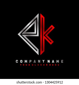 P K initial letter, modern logo design template vector
