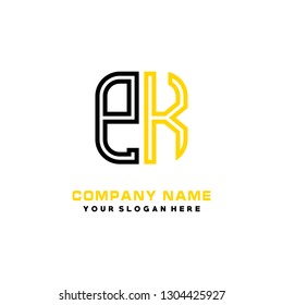 P K initial letter, modern logo design template vector