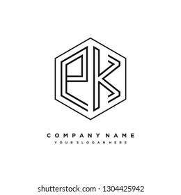 P K initial letter, modern logo design template vector