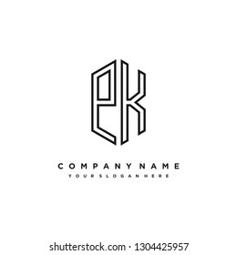 P K initial letter, modern logo design template vector