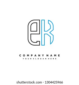P K initial letter, modern logo design template vector