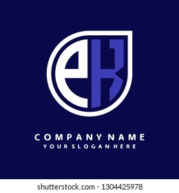 P K initial letter, modern logo design template vector