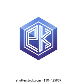 P K initial letter, modern logo design template vector
