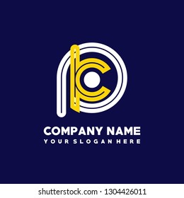 P K initial letter, modern logo design template vector