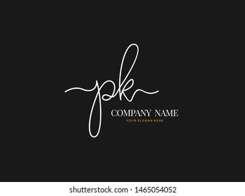 P K PK Initial handwriting logo design with circle. Beautyful design handwritten logo for fashion, team, wedding, luxury logo.