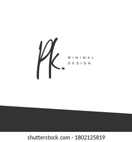 P K PK Escritura manuscrita inicial o logotipo manuscrito para la identidad. Logo con firma y estilo dibujado a mano.