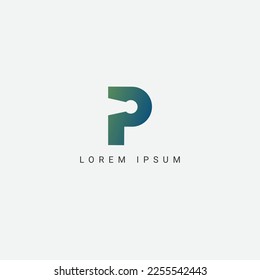 Carta abstracta P con diseño de logotipo único con icono de teclado