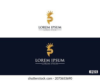 P King crown logo icon vector image 