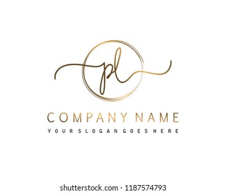 P L Initial handwriting logo vector