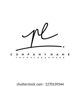 P L Initial handwriting logo vector