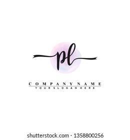 P L Initial handwriting logo vector