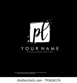 P L initial square logo template vector