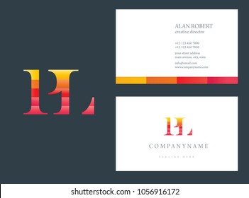 P & L joint logo multi color design vector with business card template