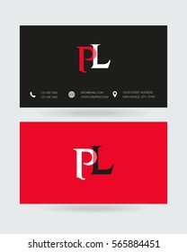 P & L Letter logo design vector element with Business card
